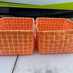 Crate & Kids Small Orange Woven Storage Baskets